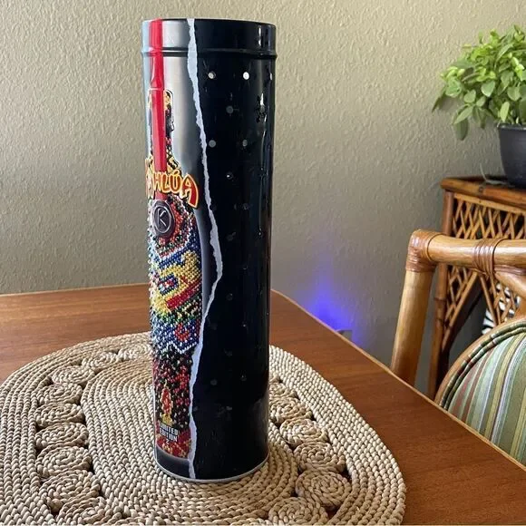 Vintage 2003 KAHLUA 12.5" X 3.5" Round Collectible Tin With Red Interior Light - Picture 4 of 13